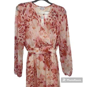 LUXOLOGY Pink Floral Maxi Dress. Size L